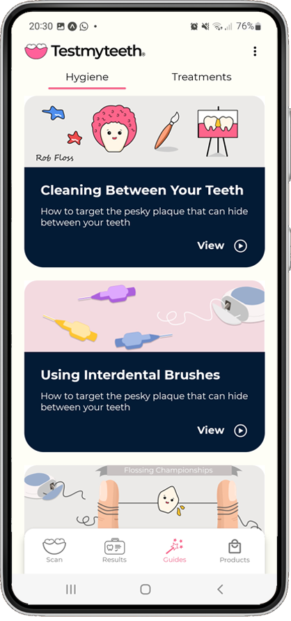 Testmyteeth Dental App provides eduational videos and articles to improve your dental health